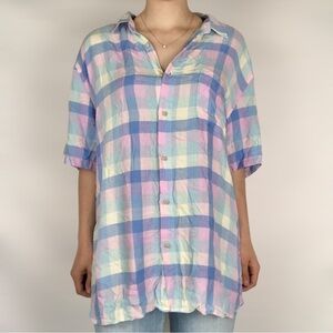 NWT Barney Cools Holiday‎ Pastel Plaid Button Down Shirt